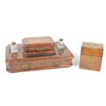 Victorian inkstand and mid 19th century tea caddy