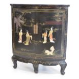 Chinese Black Lacquered Corner Cabinet