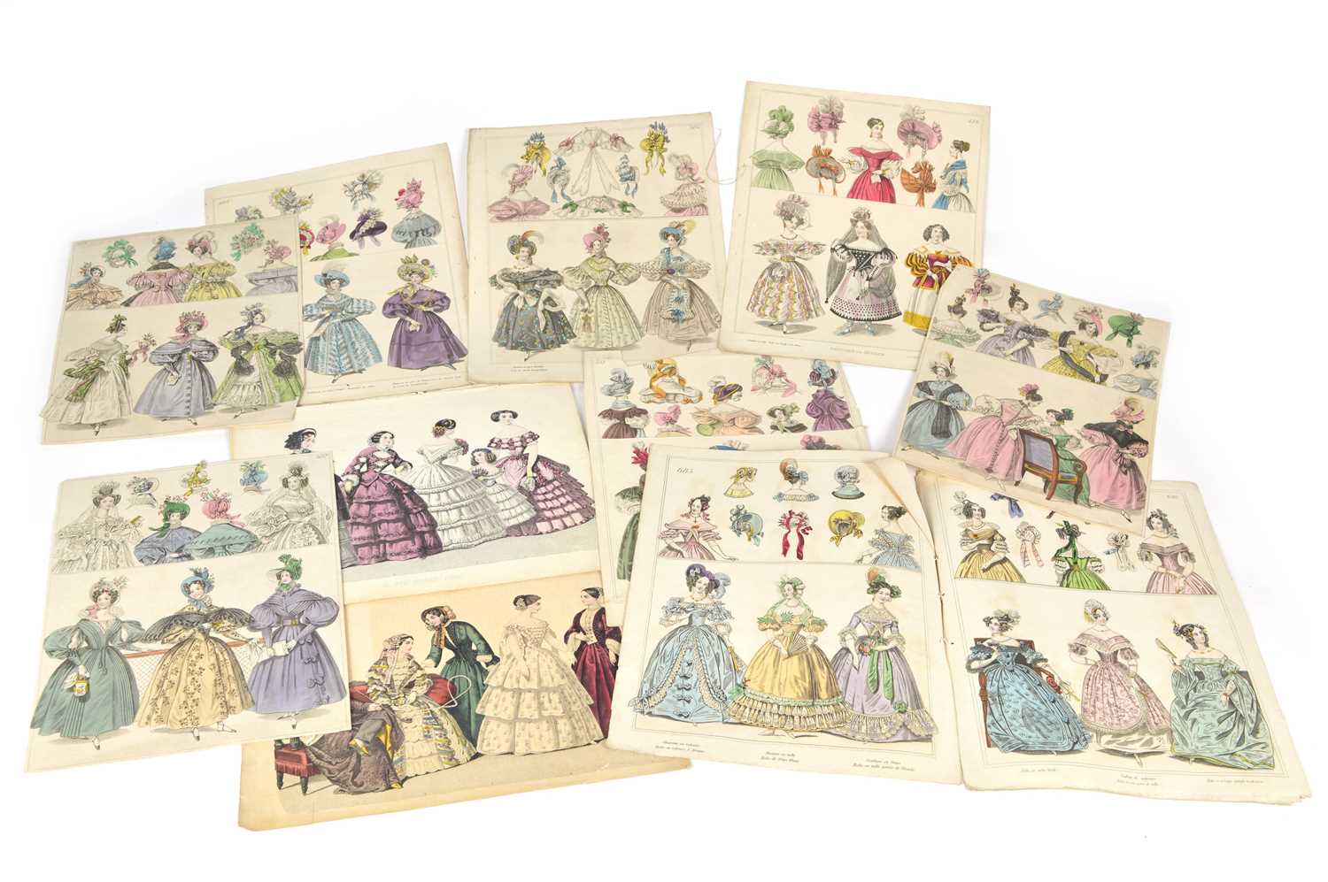 14 hand-coloured plates from Townsend's Monthly Selection of Parisian Costumes