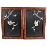 Pair of Japanese lacquered wall plaques