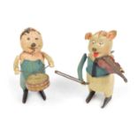 Two 1930s Schuco Disney's The Three Little Pigs clockwork toys