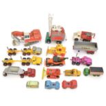 Group lot of 15 construction and haulage themed diecast toys to include an NZG RH30C Excavator, an