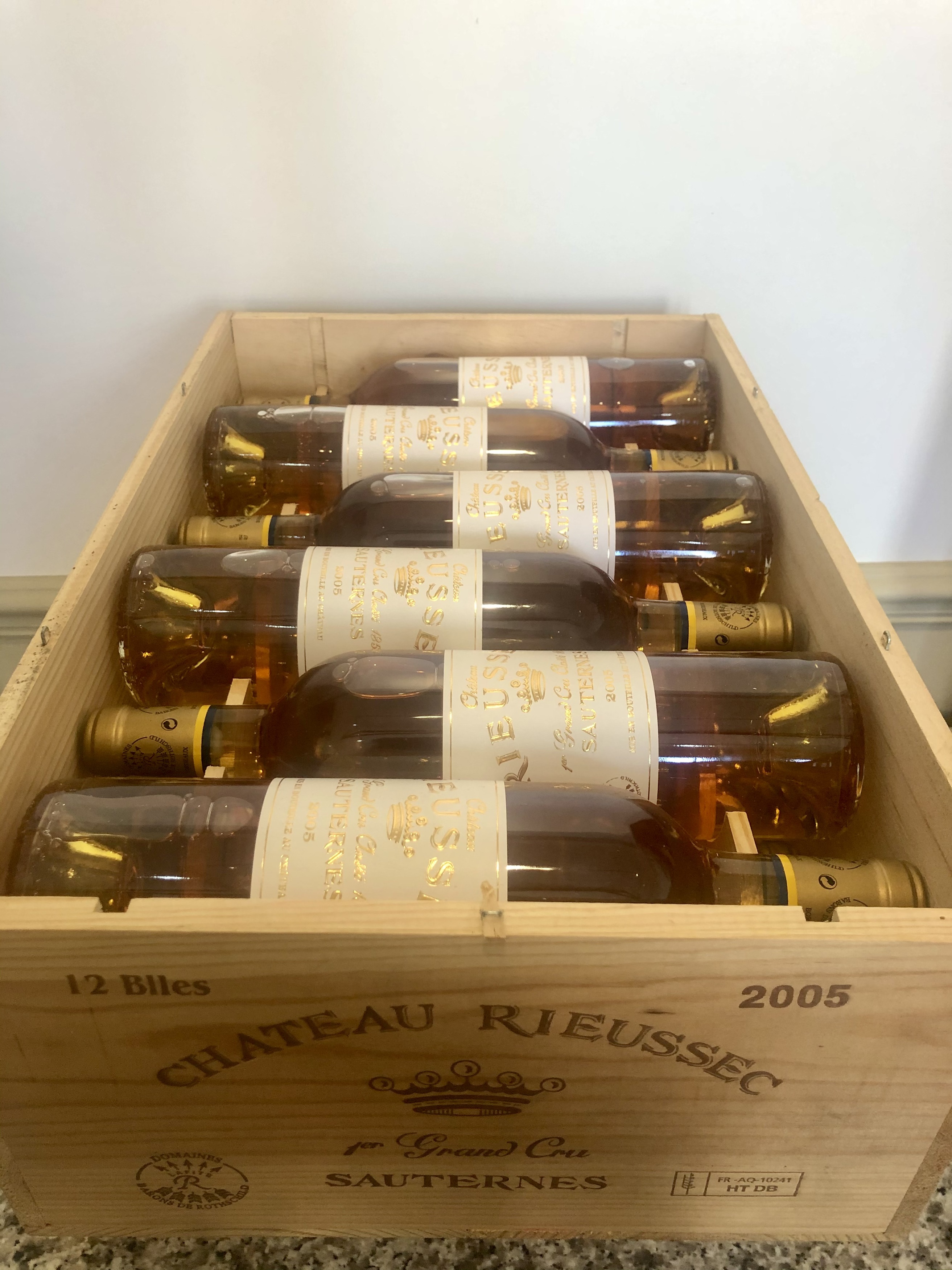 12 Bottles (in OWC) Chateau Rieussec Premier Grand Cru Classe Sauternes 2005