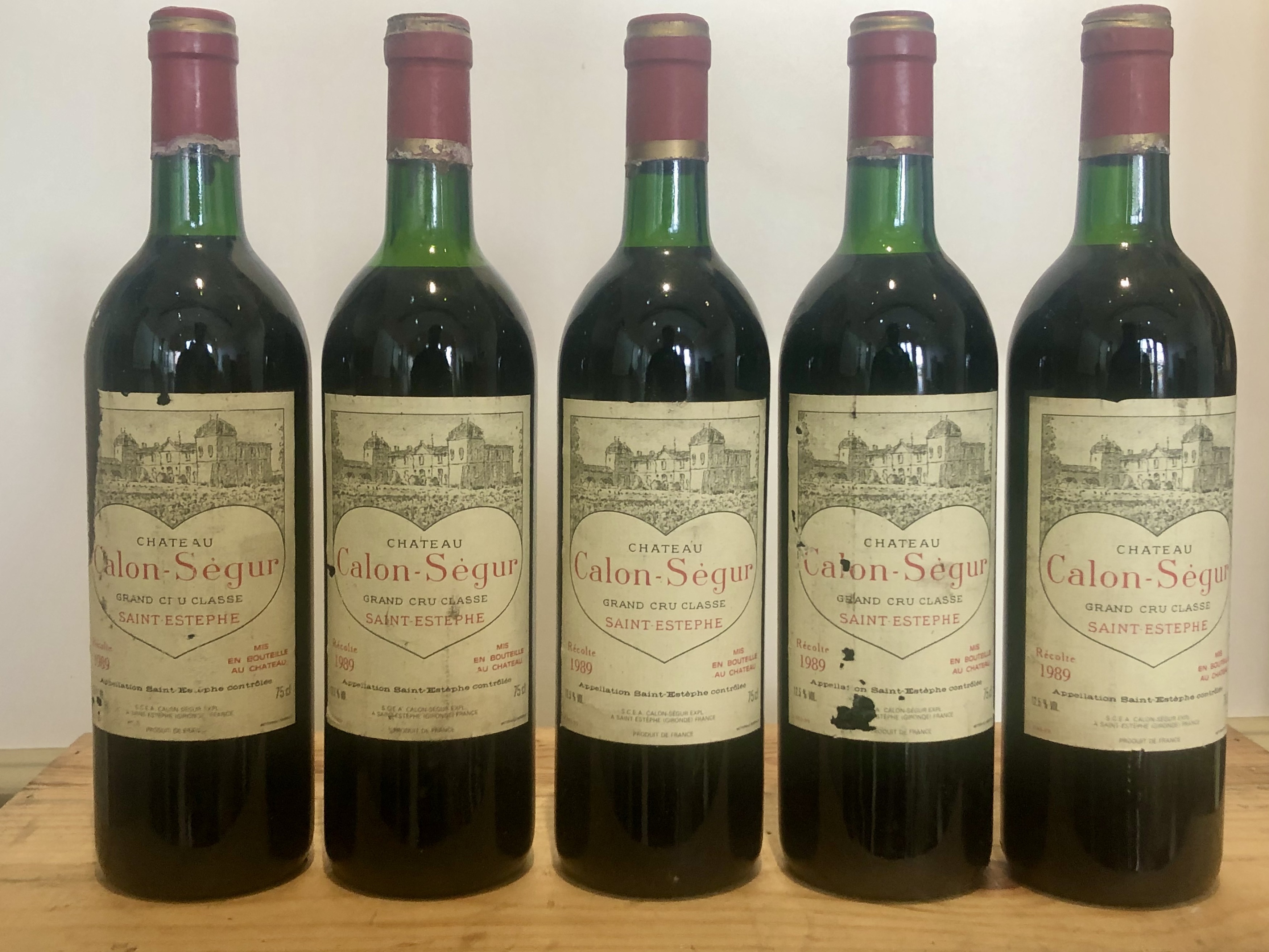 5 bottles Chateau Calon Segur Grand Cru Classe St Estephe 1989