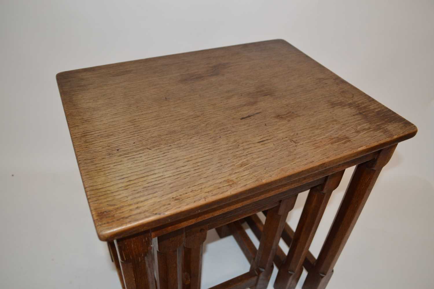 Mouseman Oak Nest of Three Tables - Image 3 of 15