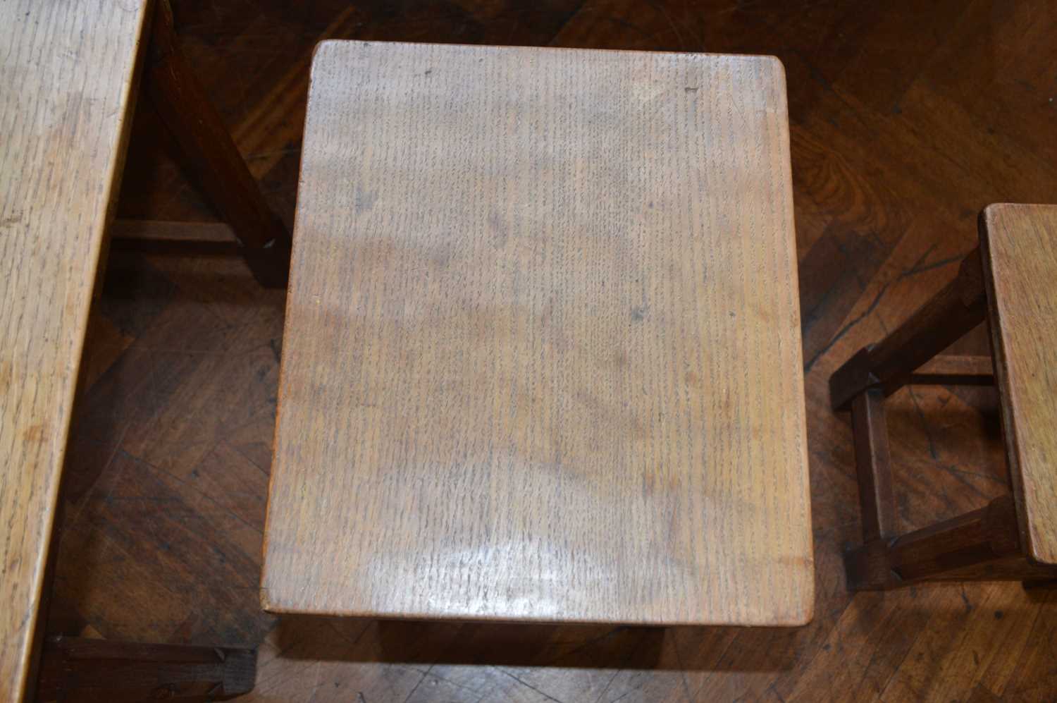 Mouseman Oak Nest of Three Tables - Image 7 of 15