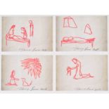 Tracey Emin (British 1963-) Five iPad sketches of figures, digital prints.