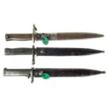 Three Turkish Ersatz bayonets and scabbards.