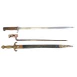 German short sword and two bayonets