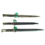 Three bayonet and scabbards