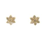 A pair of 18ct gold brilliant cut diamond floral cluster earrings,