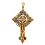 A Victorian Scottish hardstone cross pendant,