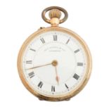 A 14ct gold open face pocket watch by Thos. Russell & Son,