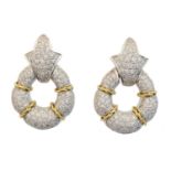 A pair of 18ct gold diamond earrings,