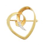 A 1980s 18ct gold and diamond heart brooch by Paloma Picasso for Tiffany & Co.,