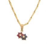 A vari gem floral pendant,