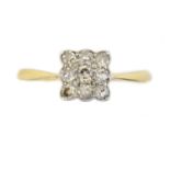 A diamond cluster ring,