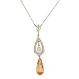 A topaz and diamond necklace,