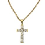 A diamond cross pendant,