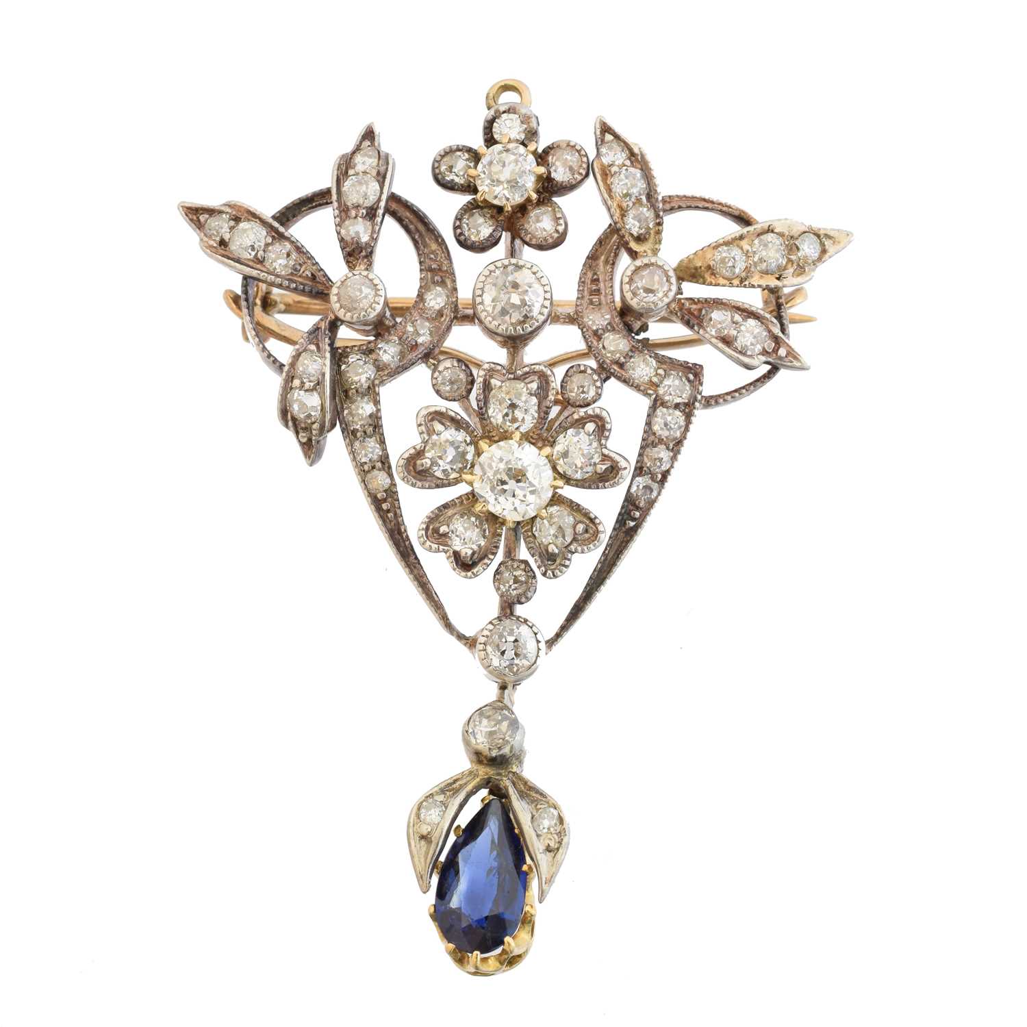 An early 20th century sapphire and diamond brooch,
