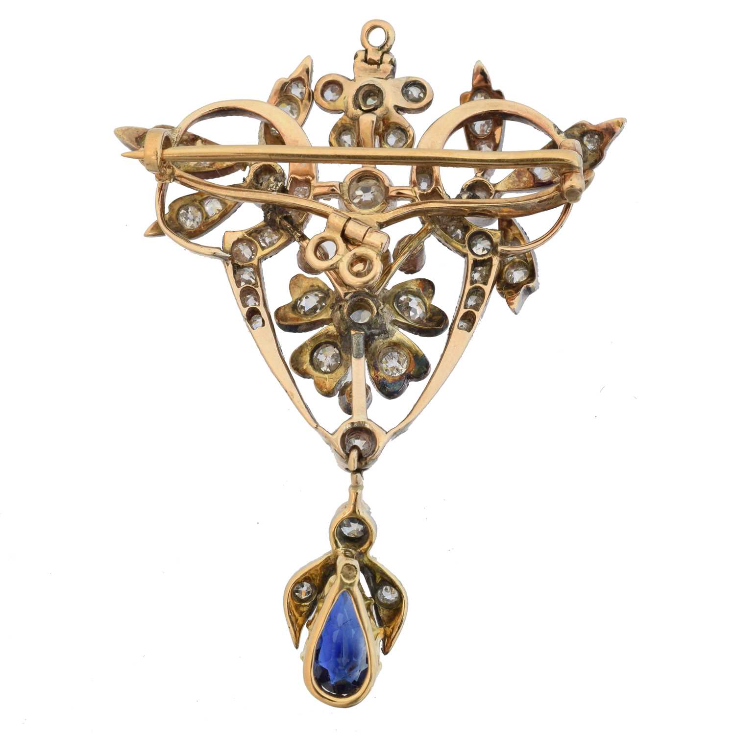 An early 20th century sapphire and diamond brooch, - Image 2 of 2