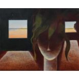 Colin Jellicoe (British 1942-2018) "Onlooker at Window", oil.