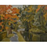 Alan J. Thompson (British 1940-) "Canal - Autumn", oil.