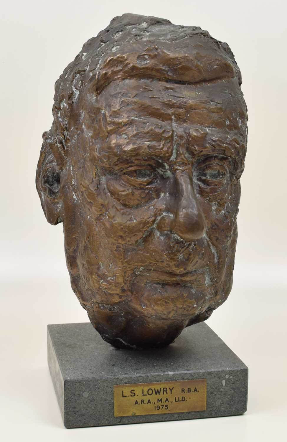 Samuel Tonkiss (British 1909-1992) A portrait bust of Laurence Stephen Lowry, bronze sculpture.