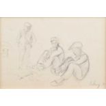 Harold Riley (British 1934-) Study of workmen, pencil drawing.