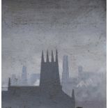 Trevor Grimshaw (British 1947-2001) Northern cityscape, oil on board.