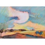 Geoffrey Key (British 1941-) "Landscape with Clouds", pastel.