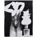 Geoffrey Key (British 1941-) "Woman with Urn", ink and wash.
