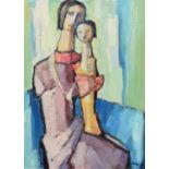 Tadeusz Was (Polish 1912-2005) "Mother and Child", oil.