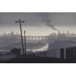 Trevor Grimshaw (British 1947-2001) "Stockport Viaduct", signed lithograph.