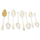A selection of George III and later table spoons,
