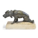 Bronze figure of seated Spaniel dog