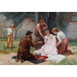 J. Tushingham (19th century) "The Cloth Seller", oil.