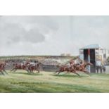 John Beer (1860-1930) "The Finish for the City and Suburban Handicap, Epsom, 1910", watercolour.