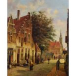 Pieter Cornelis Steenhouwer (1896-1972) Dutch street scene with figures, oil.