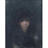 F. Domingo (19th century) Female portrait, pastel.
