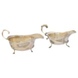 Two silver sauce boats,