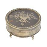 A George V silver and tortoiseshell trinket box,