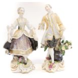 Pair of English porcelain Meissen style figures