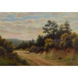 Harry Clayton Adams (British 1876-1956) "Sheep on Pitch Hill, Surrey", oil.