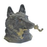 Cast brass tabletop inkwell, modeled in the form of a Fox