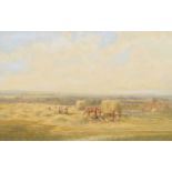 James Whaite (British fl. 1867-1896) Rural scene with harvesters, watercolour.
