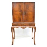 Mid-20th-century walnut veneered cocktail cabinet