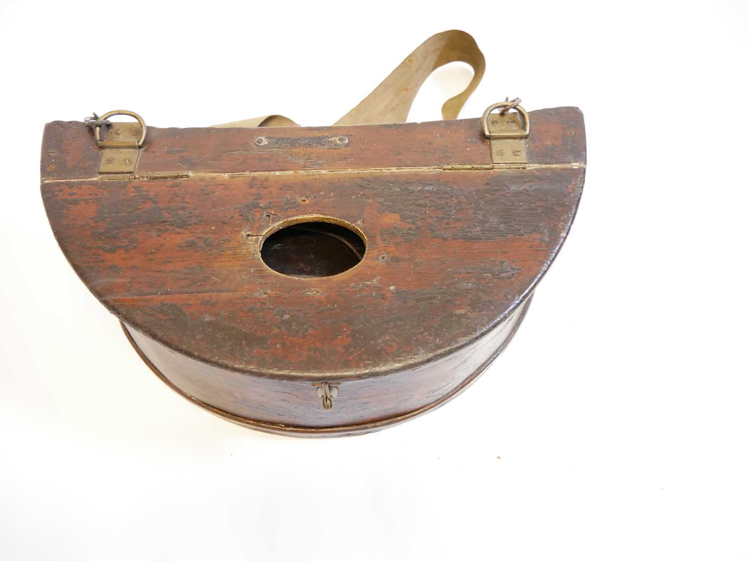 Antique steamed wood fishing creel with coarse fisher’s tackle and wooden reel - Image 12 of 14