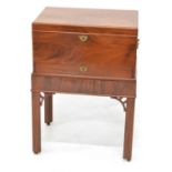 Edwardian mahogany sewing box on stand