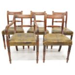 Five early 19th-century mahogany framed Regency design dining chairs